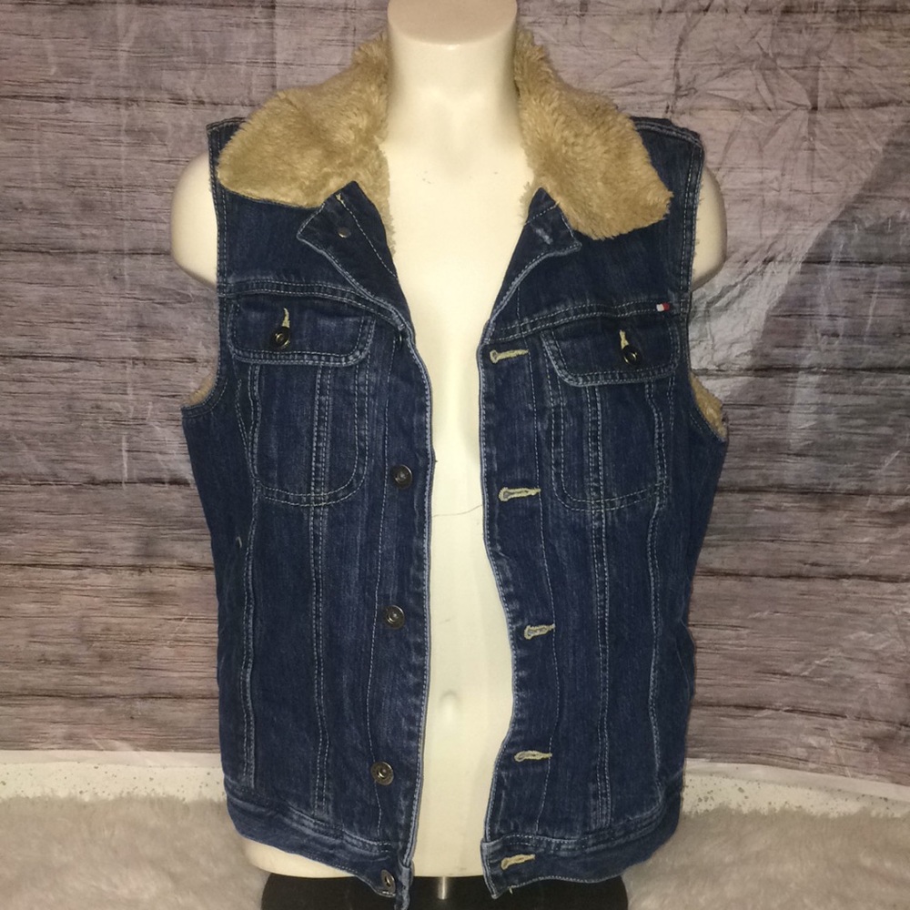 Tommy Hilfiger Faux Fur Lined Denim Vest